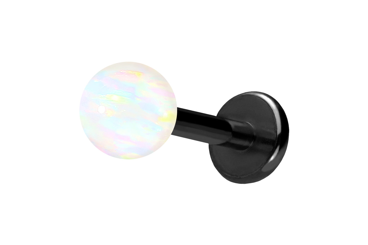 Titan Labret Piercing mit Push Fit SYNTHETISCHER OPAL